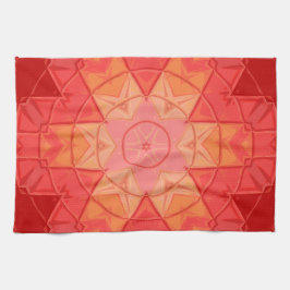 Mosaic Mandala Flower Red and Orange Kökshandduk