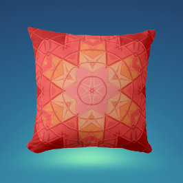 Mosaic Mandala Flower Red and Orange Kudde