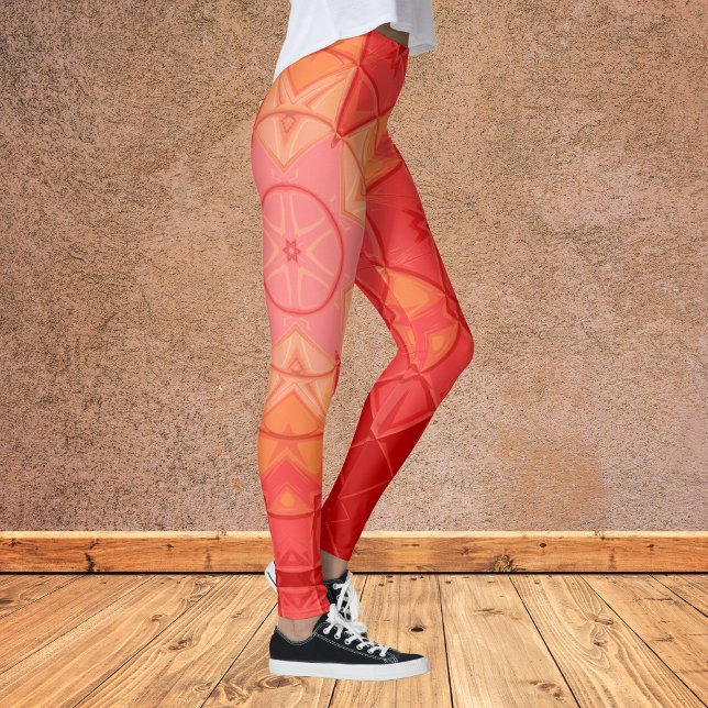 Mosaic Mandala Flower Red and Orange Leggings (Skapare uppladdad)