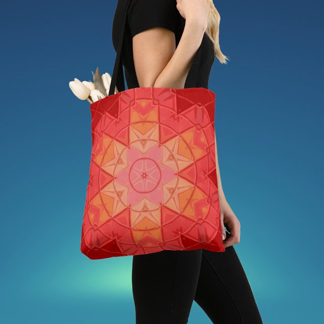 Mosaic Mandala Flower Red and Orange Tygkasse (Skapare uppladdad)