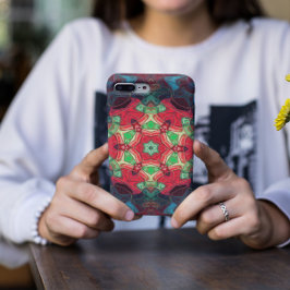 Mosaic Mandala Flower Red Teal och Blue