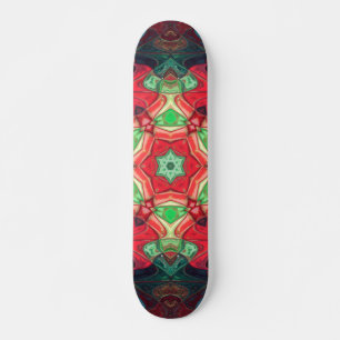 Mosaic Mandala Flower Red Teal och Blue Mini Skateboard Bräda 18,5 Cm