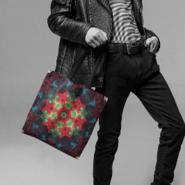 Mosaic Mandala Flower Red Teal och Blue Tygkasse