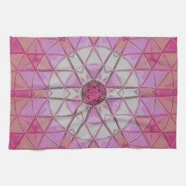 Mosaic Mandala Flower Rosa and White Kökshandduk