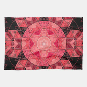 Mosaic Mandala Flower Rosa och svart Kökshandduk
