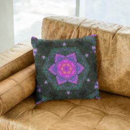 Mosaic Mandala Flower Rosa och svart Kudde
