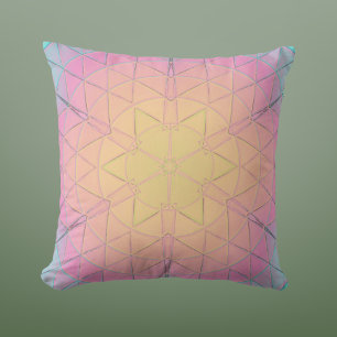 Mosaic Mandala Gult Rosa och Blue Kudde
