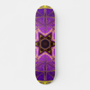 Mosaic Mandala Lila och Gult Mini Skateboard Bräda 18,5 Cm