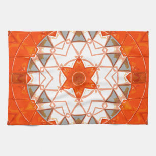 Mosaic Mandala Orange och White Kökshandduk
