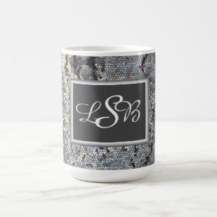 Mosaic Masuline Färg Tile Mönster Monogram Kaffemugg
