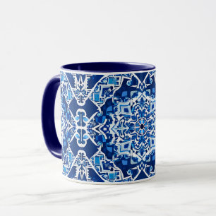Mosaic Mönster i Indigo och Cobalt Blue Mugg