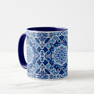 Mosaic Mönster i Indigo och Cobalt Blue Mugg