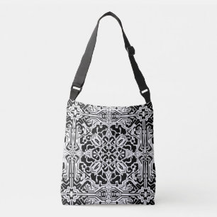 Mosaic Moroccan Tile Mönster i Black and White Axelväska