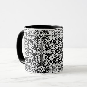 Mosaic Moroccan Tile Mönster i Black and White Mugg