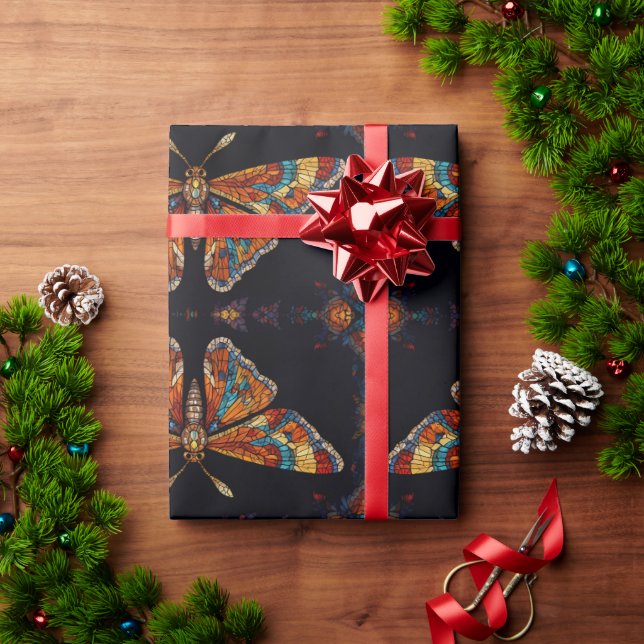 Mosaic Moth Butterfly Presentpapper (Julgåva)