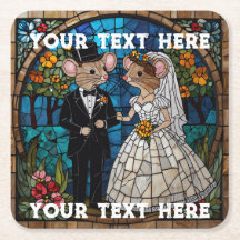 Mosaic Mouse Bröllop par fastkedjad glaseffekt.