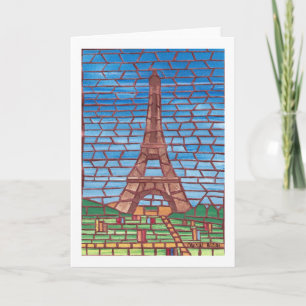Mosaic Painting of Eiffel Torn Greeting Cards Kort