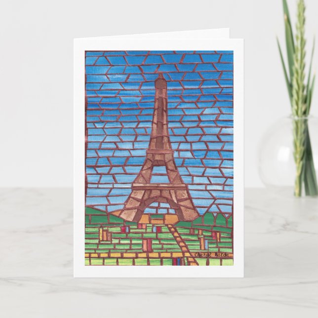 Mosaic Painting of Eiffel Torn Greeting Cards Kort (Framsida)