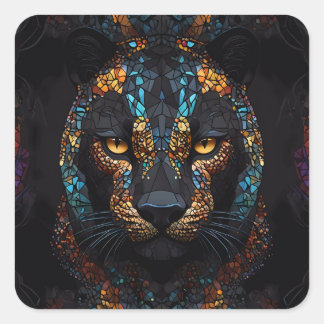 Mosaic Panther Art Fyrkantigt Klistermärke