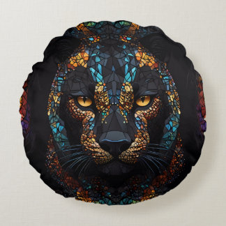 Mosaic Panther Art Rund Kudde