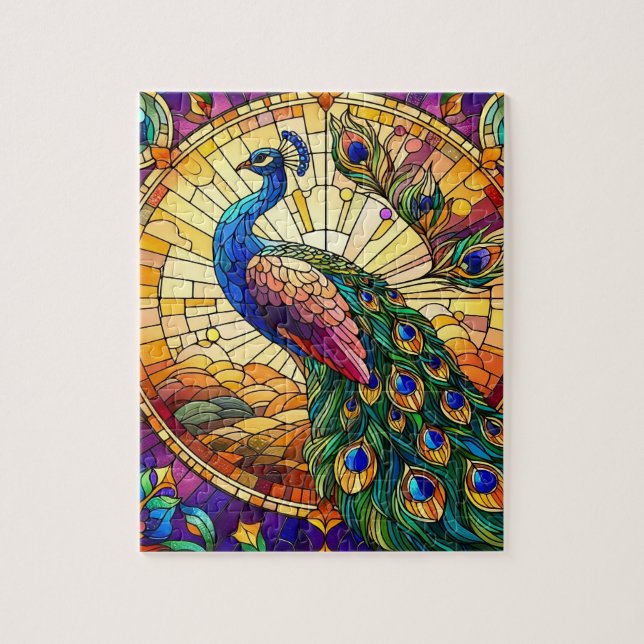 Mosaic Peacock Jigszle Puzzle Pussel (Vertikal)