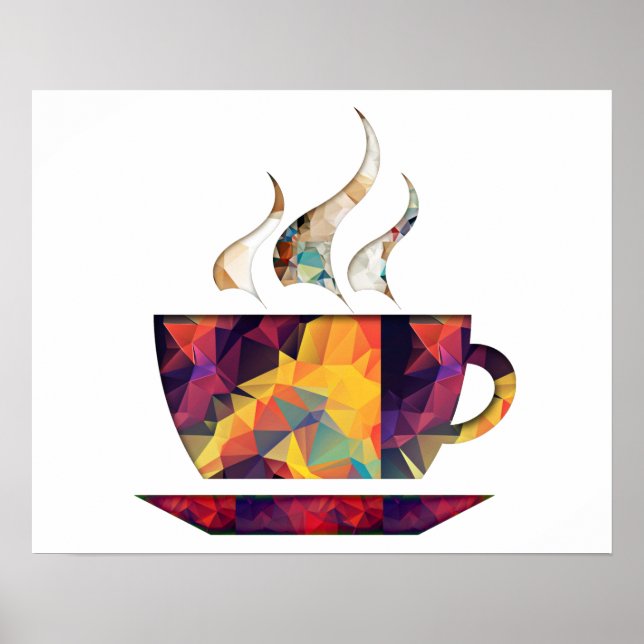 Mosaic Polygon Orange Kopp av kakao eller kaffe Poster (Framsidan)