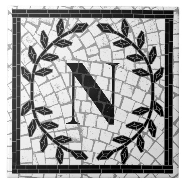 Mosaic Print Monogram Kakelplatta (Framsidan)