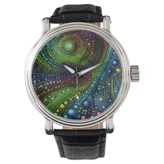 Mosaic Rainbow Abstrakt Art 1208 Armbandsur (Framsida)