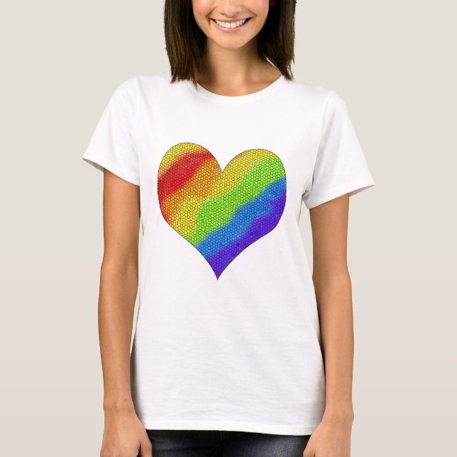 Mosaic Rainbow Heart - T Shirt (Framsida)