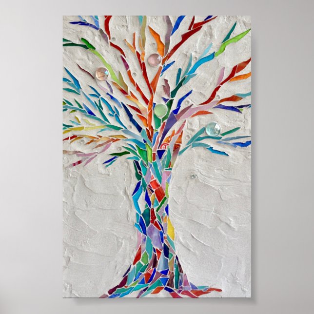 Mosaic Rainbow Träd Poster (Framsidan)