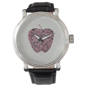 Mosaic Red Apple Male Teacher Classroom Tack Armbandsur