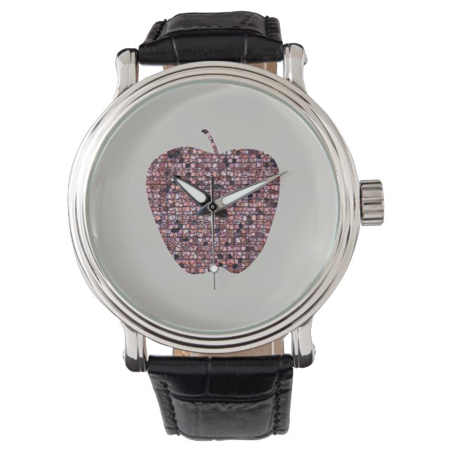 Mosaic Red Apple Male Teacher Classroom Tack Armbandsur (Framsida)