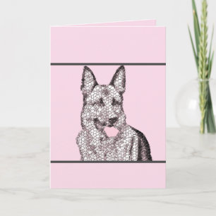 Mosaic Rosa/Grått German Shepherd Greeting Card Kort