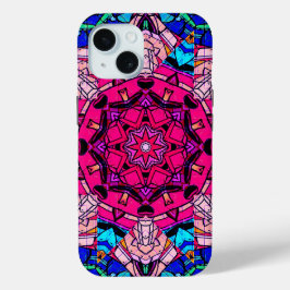 Mosaic Rosa Mandala Blommigt Psychedelic Retro