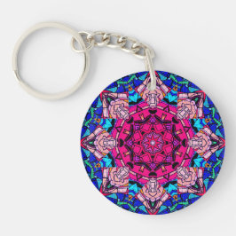 Mosaic Rosa Mandala Blommigt Psychedelic Retro