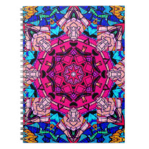 Mosaic Rosa Mandala Blommigt Psychedelic Retro