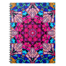 Mosaic Rosa Mandala Blommigt Psychedelic Retro Anteckningsbok