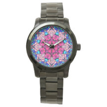 Mosaic Rosa Mandala Blommigt Psychedelic Retro