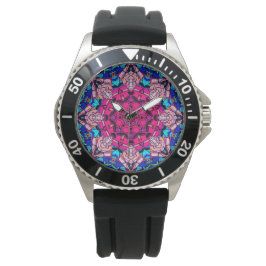 Mosaic Rosa Mandala Blommigt Psychedelic Retro Armbandsur
