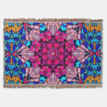 Mosaic Rosa Mandala Blommigt Psychedelic Retro