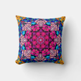 Mosaic Rosa Mandala Blommigt Psychedelic Retro Kudde