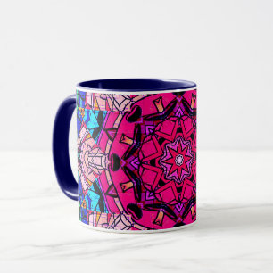 Mosaic Rosa Mandala Blommigt Psychedelic Retro Mugg
