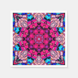 Mosaic Rosa Mandala Blommigt Psychedelic Retro Pappersservett