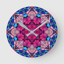 Mosaic Rosa Mandala Blommigt Psychedelic Retro