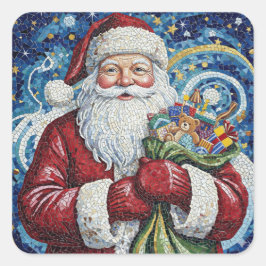 Mosaic Santa Claus Sticker Artistic  Fyrkantigt Klistermärke