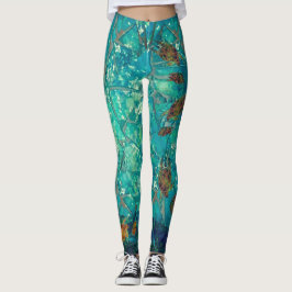 Mosaic Sea Leggings som simmar med sköldpaddor