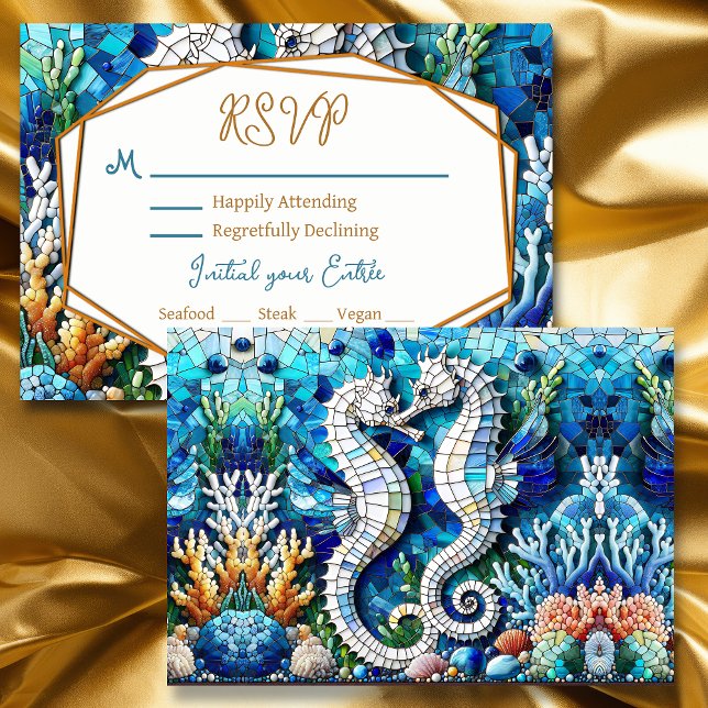 Mosaic Seahorse Romantic Beachy OSA Kort (Skapare uppladdad)