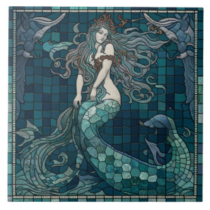 Mosaic Sjöjungfru Ceramic Tile Kakelplatta