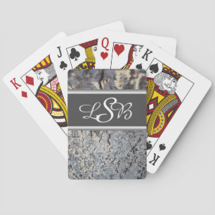 Mosaic Snakeskin Mönster Elegant-skript Monogram Casinokort