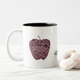 Mosaic Stached Glass Apple Teacher's Namn Två-Tonad Mugg